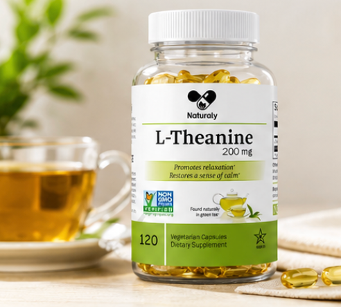 Natural L-Theanine Capsules at 200 Mg Supporting Healthy Mood And Stress Relief