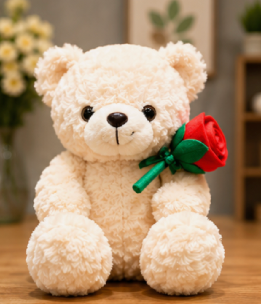 Rose Teddy Bear Plush Toy Gift Customized Flower Hugging Teddy Bear Toy with Rose